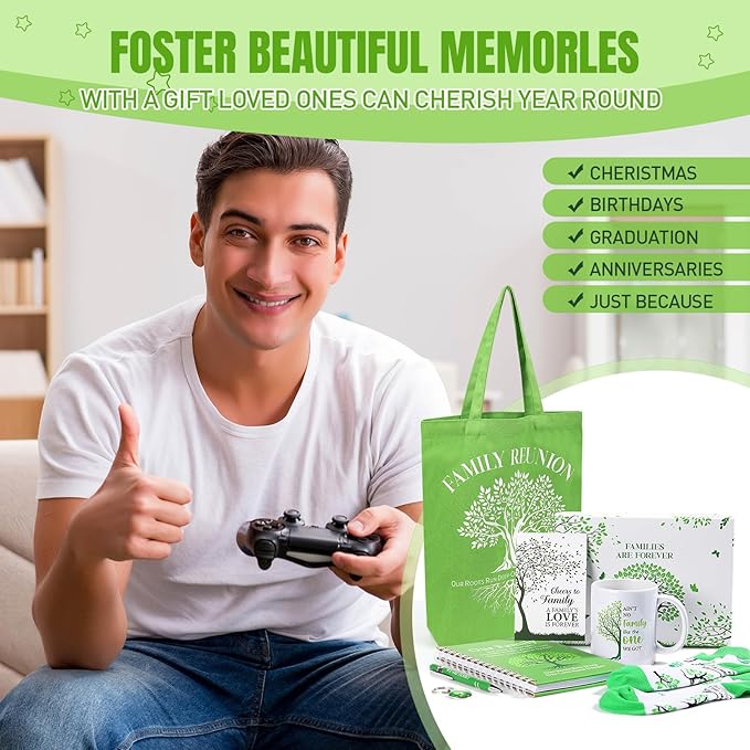 Pickmesh 8 Pcs Family Reunion Favors Set Family Reunion Gift Include Families Tree Canvas Tote Bag Spiral Notebook Pen Card 12 oz Mug Keychain Socks for Families Gathering Party Supplies