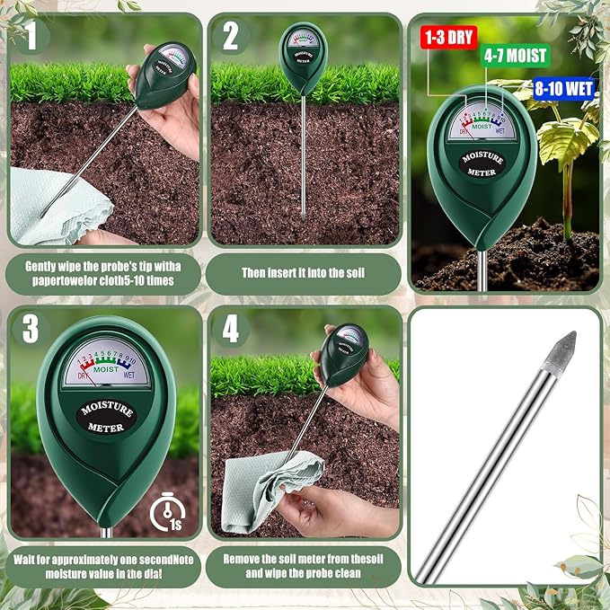 Indoor Plants Watering Can for Indoor Plants Long Probe Soil Moisture Meter Long Spout Watering Cans Water Monitor Indicator for Pot Flower House Gardening Farming(Gray,1.4 L,Trapezoid)