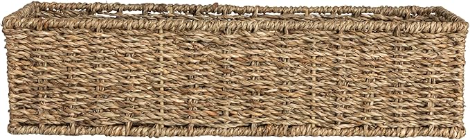 Household Essentials Handwoven Seagrass Rectangular Storage Basket, Natural