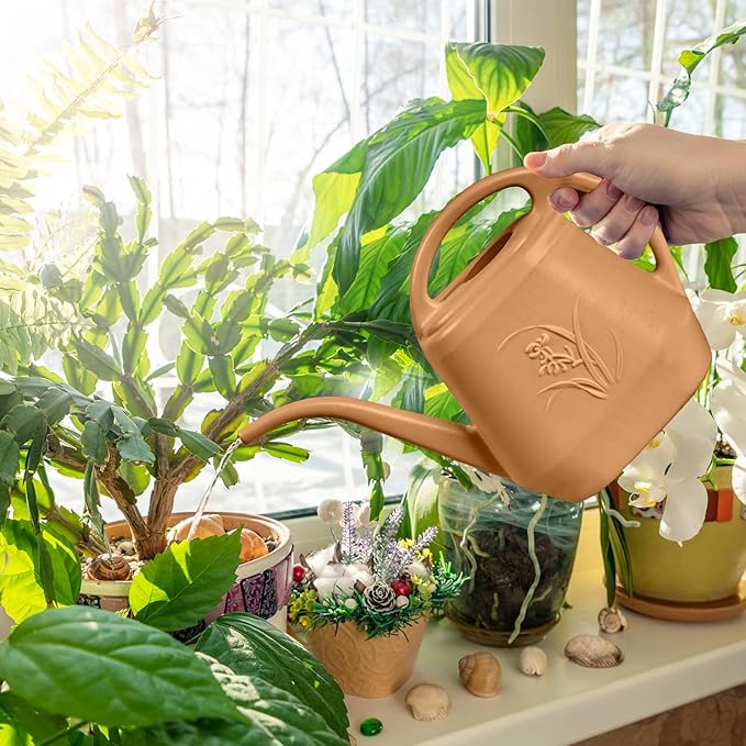 ZXJ Strength Plant Watering Can - for Indoor and Outdoor Home Garden Plants - with Long Spout - Copper Color - 1/2 Gallon
