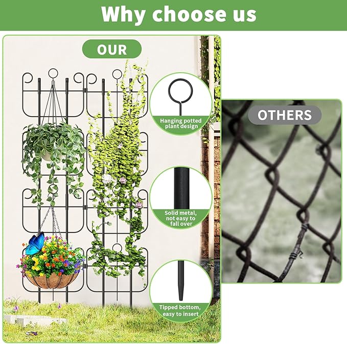 8 Pack Trellis for Climbing Plants Indoor, Expandable Heavy-Duty Metal Trellis for Potted Plants Outdoor, Flowers Vine Ivy, Sturdy Houseplant Pothos Plant Climber Support