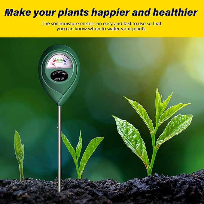 iPower 2-Pack Soil Moisture Meter for Plant Water Test Hygrometer Monitor for Garden, Lawn, Farm, Indoor and Outdoor Use, Tester, Green