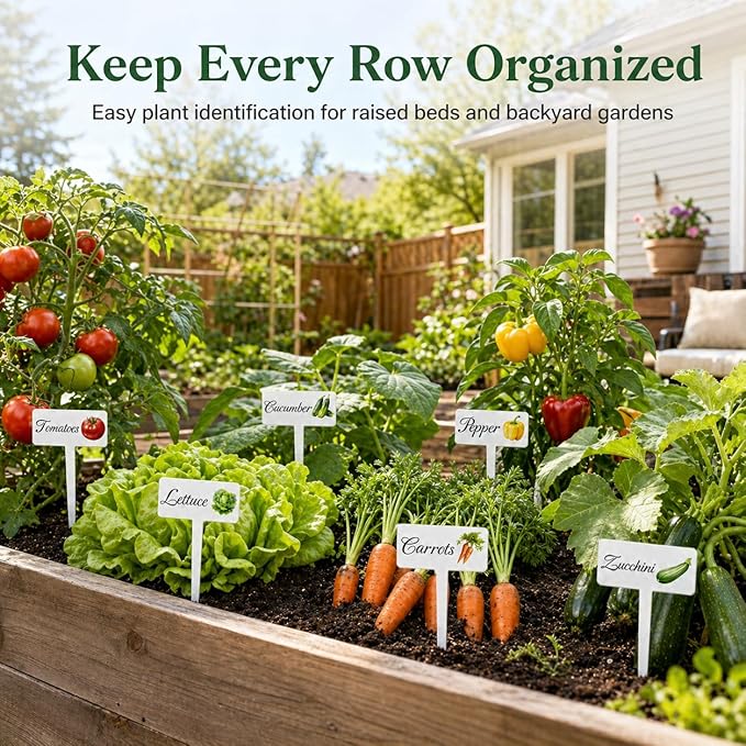 20Pcs Garden Signs for Vegetables, 20 Styles Waterproof Reusable Plant Label Signs, Fruit Plant Stakes Tags with Names for Indoor Outdoor Garden Decoration