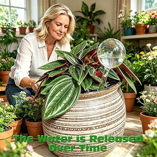 Clear Rainbow Glass Plant Automatic Watering Bulb, 4pcs Garden Flower Self Watering Planter Inserts, Automatic Plant Waterer System Set Self Watering Spikes to Support Plant Health