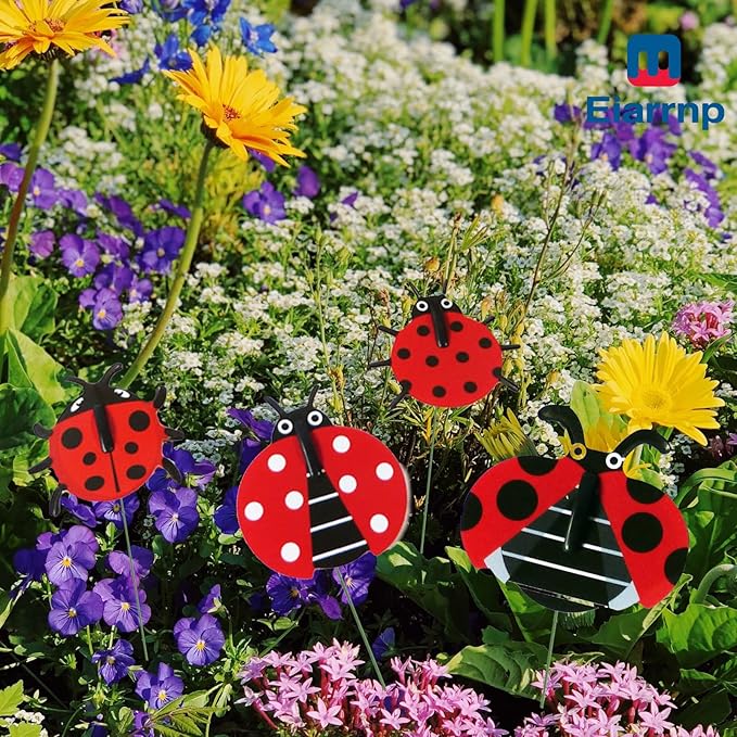 3D Decorative Ladybug Stakes Garden Ladybird Decorations for Yard Patio Lawn Plant Flower Pot Decor, 20 Pcs