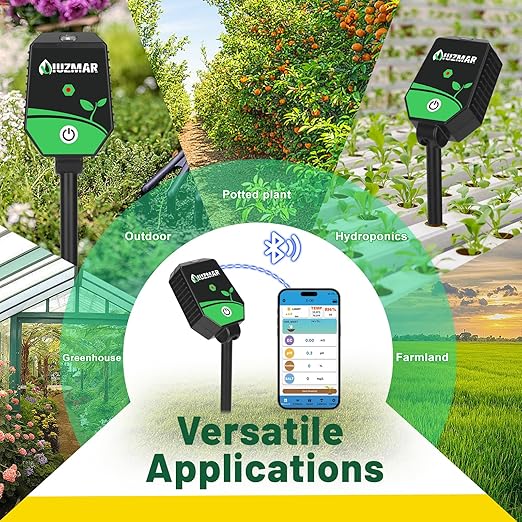 UIUZMAR Soil pH Meter Soil Moisture Meter 8 in 1 Fertility Salt Moisture pH EC Light Humidity Temp Accurate Soil pH Test Kit for Garden and Hydroponics