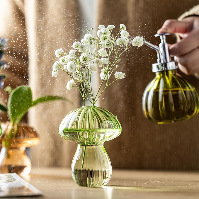 Mushroom Vases, Set of 5 Colored Plant Propagation Station, Mushroom Propagation Vase, Mini Terrarium for Plants, Cute Glass Hydroponic Vase for Flowers, Gifts for Women, Plant Lover (5)