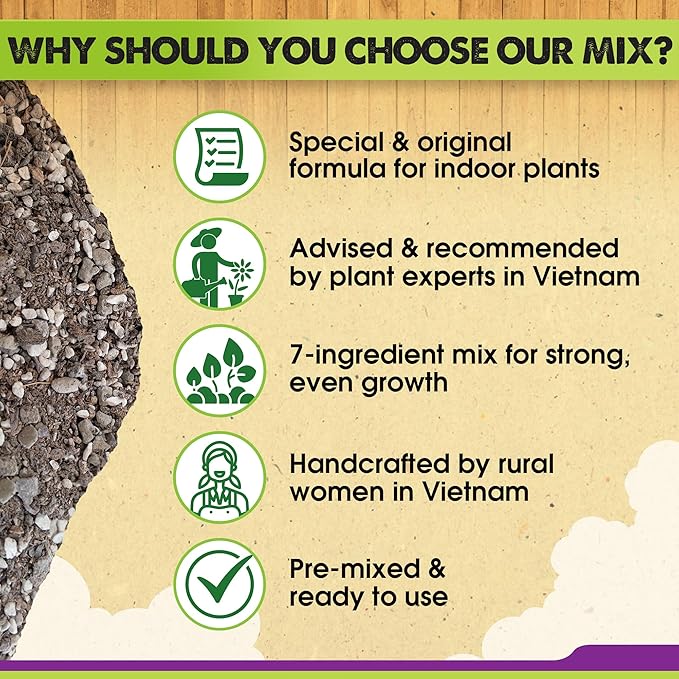 DUSPRO Recycle 8QRT Pre-Mixed House Plant Soil Aroid Potting Mix 7-in-1 with Coco Coir, Peat Moss, Perlite, Worm Casting, Pumice, Pine Bark & Gypsum, Tropical Potting Mix for Indoor Plants, Herbs