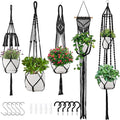 Macrame Plant Hangers 5Pack, Handmade Cotton Rope Hanging Planters for Indoor Plants w/ 5 Set Hooks Hanging Plant Holders Plant Hanger Indoor for Boho Home Decor (Black, Planter Pot Not Included)