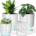 4 Pack Self Watering Pots for Indoor Plants, 4/5.5 Inch Lightweight Planters with Water Reservoir, Flower Pots for African Violet, Spider Plant, Orchid