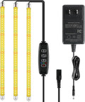 iPower 40W LED Plant Grow Light Strips Full Spectrum for Indoor Plants with Auto ON/Off 3/9/12H Timer, 10 Dimmable Levels 48 LEDs Per Tude, for Hydroponics Succulent, 3 Tubes, Yellow
