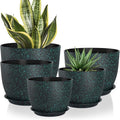 YNNICO Plant Pots 10/9/8/7.5/7 inch Set of 5,Flower Pots with Multi Mesh Drainage Holes, Large Planters for Indoor Outdoor Garden Plants and Flowers. (Green Speckles)