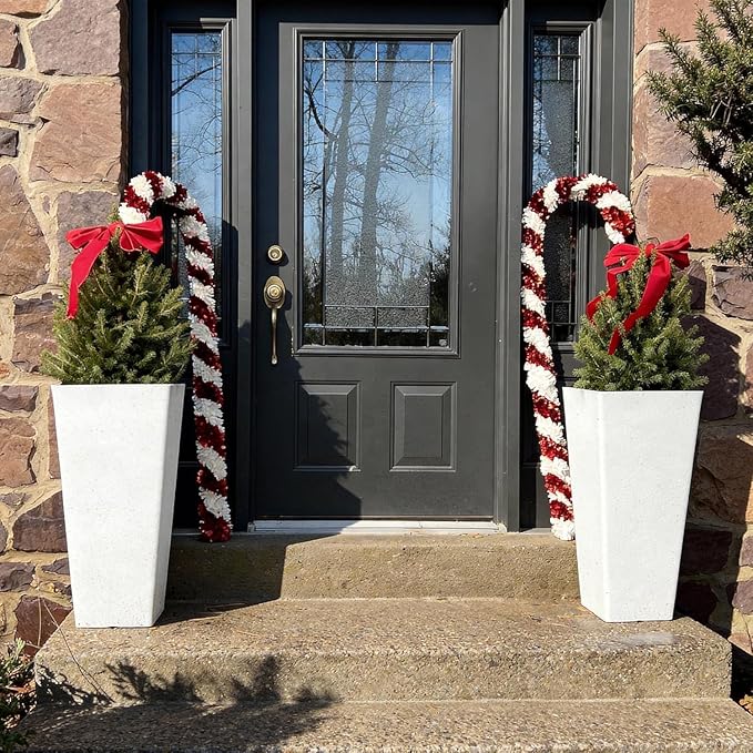 Autodaya 28" Tall Planters for Outdoor Plants, Extra-Large White Flower Pots for Blaconl, Porch, Living Room Corner, Garden, Patio, Deck Decor