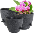 WSMKSZ 12/10/9 inch Large Self Watering Pots, Planter, Plant Pots with Mesh Drainage Holes for Indoor Outdoor Garden Plants, Plastic Flower Pots with Removable Deep Reservoir, Speckled Black