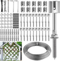 150FT Garden Wire Trellis for Climbing Plants, Kalolary T316 Stainless Steel Garden Trellis for Outdoor Wall-Mounted Heavy Duty Cable Wall Trellis Kit for Plants Vines Wall Decoration