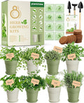 Indoor Herb Garden Kit with 8 Heirloom Seeds - Complete Windowsill Planter Starter Set, Unique Gardening Gift for Women Men, DIY Kitchen Herb Garden for Beginners, Plant Lovers, Mom, Friends