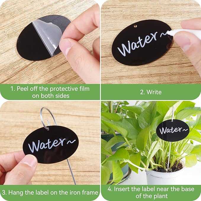 Vcekract Plant Labels, 50 Pcs Acrylic Garden Labels Stakes with a Pen, Plant Markers for Outdoor Waterproof, Garden Markers Sign Tags for Vegetable, Herb Seedlings Flowers