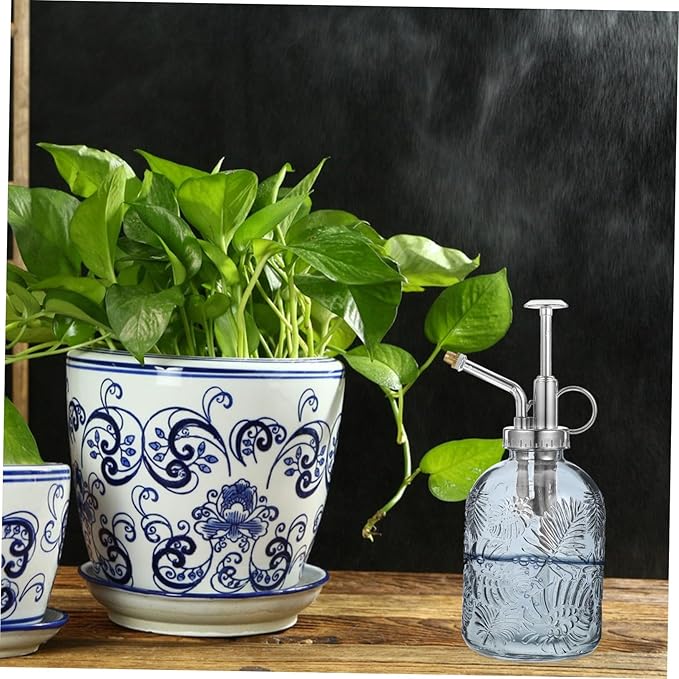 Yardwe 350ML Glass Plant Mister Spray Bottle Vintage Plant Spray Bottle Watering Bottle Small Watering Can (Silver)