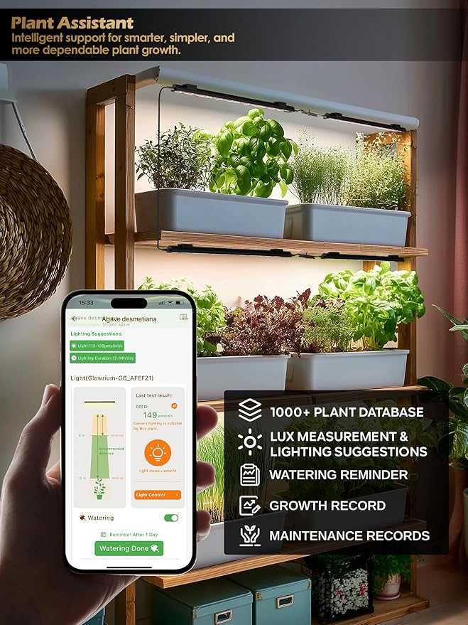 T5 Smart Grow Light for Indoor Plants,3500K Full Spectrum LED Plant Light Strips with 3/9/12H Auto Timer,Stepless Dimming,Modular Design，Plug and Play (Black, 6 Pack)