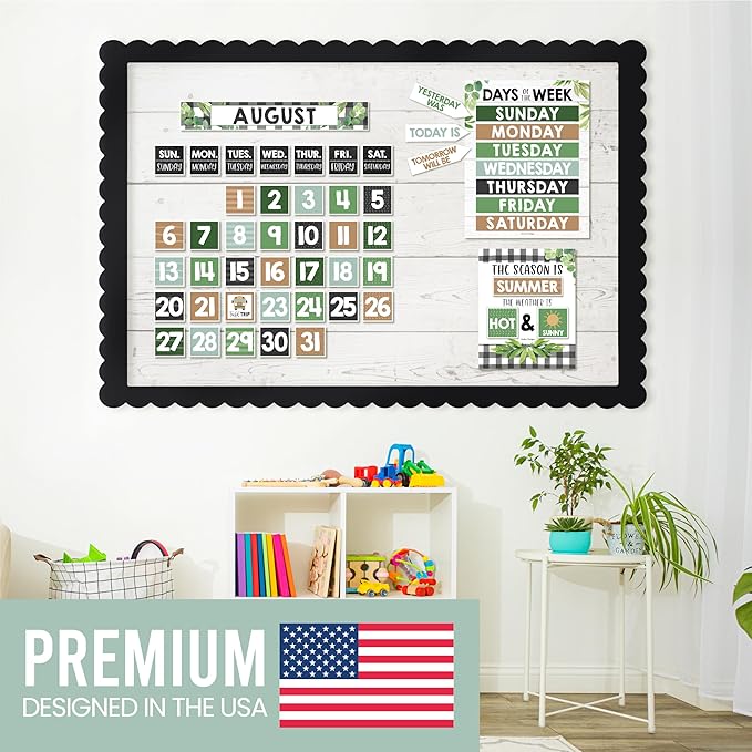 Hadley Designs Classroom Calendar Set Bulletin Board Decorations - Greenery School Calendar for Classroom Decor, Kindergarten Preschool Elementary Teacher Must Haves, Homeschool & Daycare Essentials
