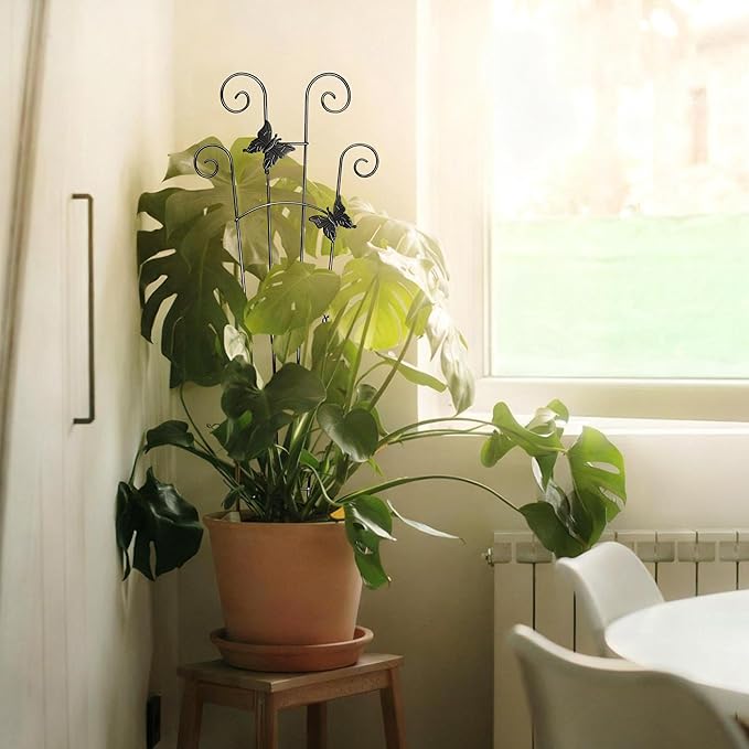 30'' Larger Plant Trellis with Ties Indoor, Expandable Metal Trellis for Climbing Plants Indoor, House Plant Climbing Support for Flowers Vine Ivy Monstera Hoya Pothos, 2P