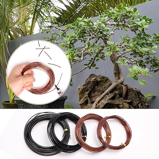 Bonsai Training Wire Kit for Bonzai Trees Indoor, Bonsai Wire Kit, Aluminum Wire for Handicrafts, Bonsai Tool Set with Cutter Size of 1-mm, 1.5-mm, 2-mm