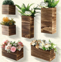 Ziliny 6 Pack Rustic Wood Wall Planters Hanging Wall Planters Pocket Vases Hanging Decor Vase for Plants Dried Flowers Faux Greenery Plants Indoor Living Room Bedroom Farmhouse Home Decor(5 Sizes)