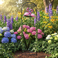 Solar Light Trellis for Climbing Plants Outdoor Made of Metal,Voumsil Flamingo Garden Trellis with Lights for Garden Decor,Court Yard,Balcony