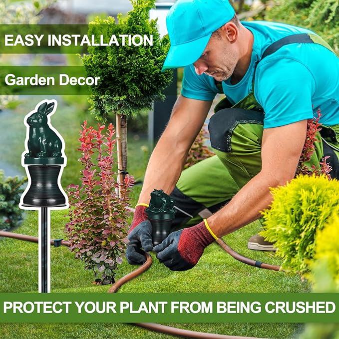 Tandefio 3 Pcs Garden Hose Guide Stake 12 Inch Heavy Duty Metal Water Hose Guard Roller Guide Decorative Garden Stake Spike for Flower Bed Plant Protection Outside Yard Lawn
