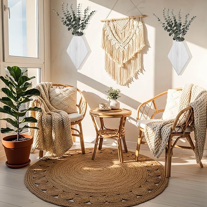 Chunful 2 Pcs Wooden Wall Planter Decor Hanging Faux Plants Greenery Flowers Holder Vase Boxes for Wall Bohemian Farmhouse Room Kitchen Office Indoor Decoration(Retro White,9.8 x 6.6 x 1.2 Inches)