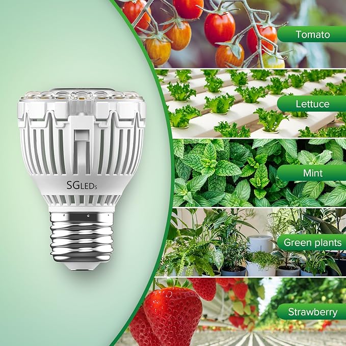 Dimmable Grow Light Bulb for Indoor Plants, Full Spectrum with Remote Control, Auto On Off Timing 4 8 12 Hrs, 10W PAR20 (150 Watt Equiv) Grow Lamp with Optical Lens for High PPFD, Energy Saving