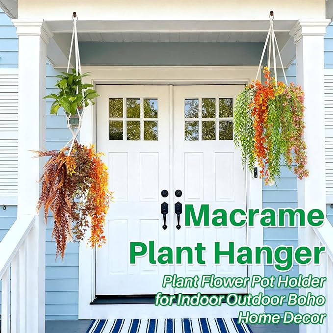 RAINFLOW Macrame Plant Hanger - 5 PCS Hanging Planters for Indoor Plants Outdoor Decorative Flower Pot Holder Wall Decor Living Room Boho Home Decor Set of 5 35"/41"/55" 3 Size Pots Not Included
