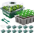 Seed Starter Tray Kit, 12 Pack 144 Cells with Humidity Dome, Reusable Seedling Trays with Drainage Holes, Plant Germination Kit with Labels & Tools for Mini Greenhouse Propagator Indoor Garden