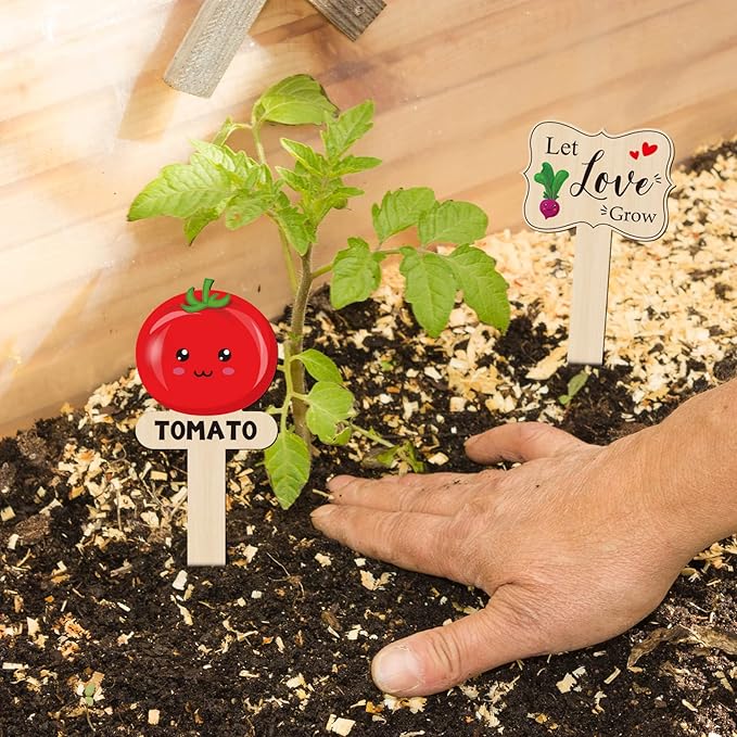 30 Pack Wooden Garden Plant Markers Garden Potted Plants Labels for Vegetable Flowers Funny Yard Stakes Tags Decorations