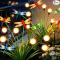 2 Pack Dragonfly Decorative Garden Stakes, 8Pcs 3D Dragonfly Decorations with Solar Firefly Lights Realistic Waterproof Dragonflies Solar Lights Outdoor for Yard Art Patio Plant Pot Flower Bed Lawn