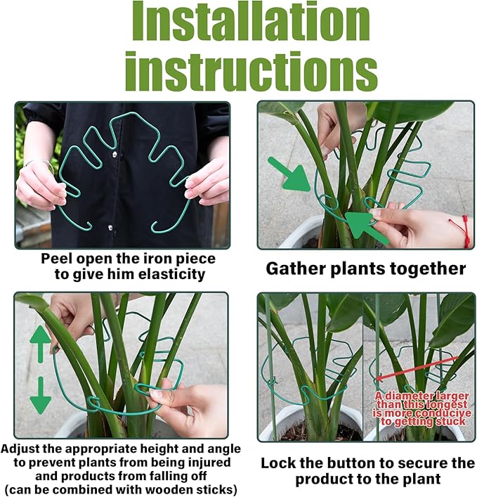 Yohsnor 5PCS Monstera Plant Stem Support 7.3*6.25IN Adjustable Holder for Indoor Plants, Durable Metal Structure with Gentle Clips, Perfect for Fishbone Cactus & Climbing Plants, Ideal Gardening Gift