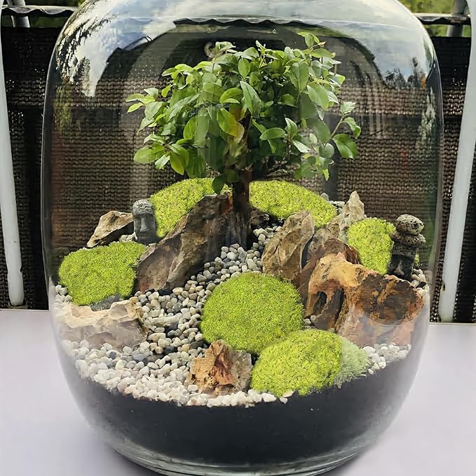 FAICOIA Preserved Pillow Moss Bulk Green Moss Balls for Bowls 2.5 sq.ft Natural Preserved Pole Moss Pillow for Wall Art Terrariums Crafts Fairy Gardens Pot Plants Easter Table Decor Yellow Green