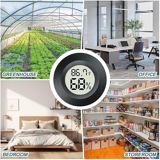 4 Pack Mini Digital Hygrometer Gauge Indoor Thermometer, LCD Monitor Temperature Outdoor Humidity Meter for Greenhouse Jars Incubators Guitar Case, Fahrenheit (℉) or Celsius(℃)