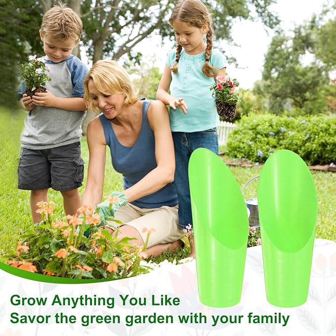 M METERXITY 3-Pack Bonsai Soil Scoops, Plastic Garden Soil Scoops Bucket Shovel Potting Scoopers for Transplanting/Flower Planting/Plant Succulent, Colorful Small Gardening Tools [Green]
