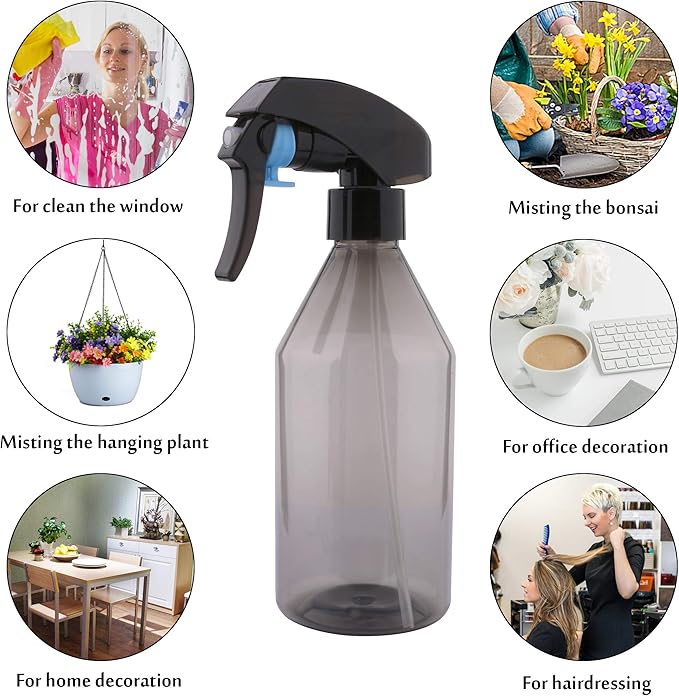 driew Plant Mister Spray Bottle, Plant Mister Water Spray Bottle for Plants Misting Bottle Water Fine Mist, Cleaning Solutions, Gardening, Indoor, Outdoor (Black - 10oz)