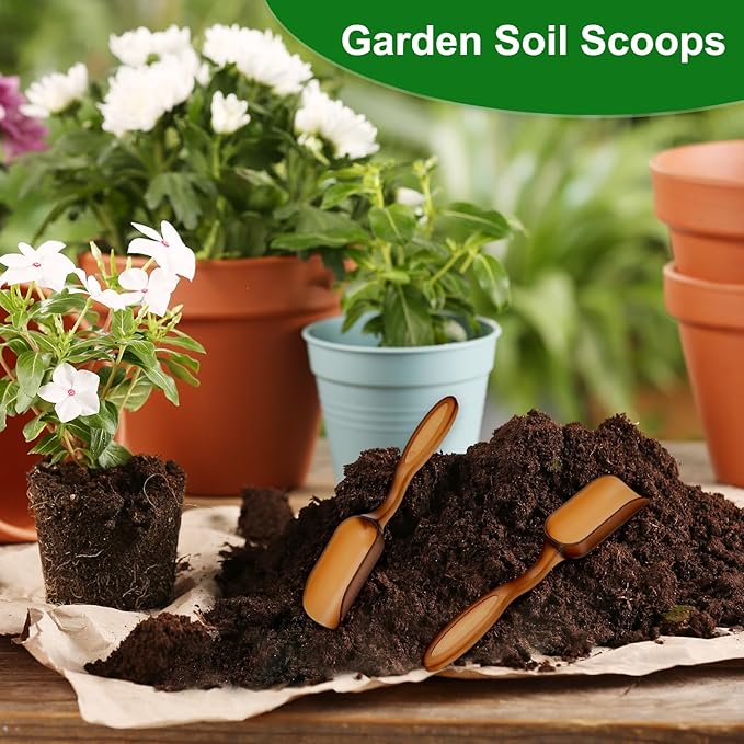 M METERXITY 20-Pack Mini Gardening Shovel Spoons, Plastic Garden Soil Scoops for Cultivation Digging Transplanting/Flower Planting/Plant Succulent, Colorful Small Gardening Tools [Brown]