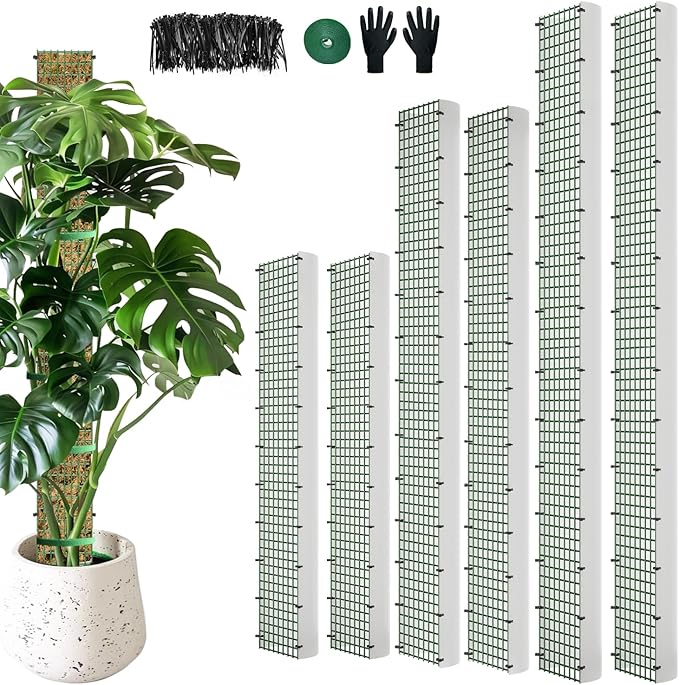 60"/40"/24" Metal Moss Pole, D Shape Sphagnum Moss Pole, Moss Poles for Climbing Plants, Monstera, Indoor Climbing Plants (2 Each of 60" 40" 24")