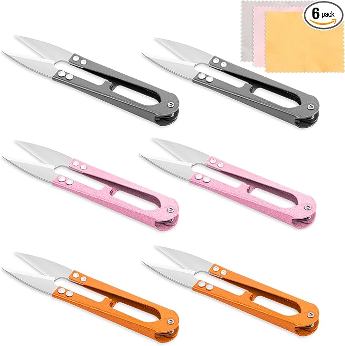 6 Pcs 4.1 Inch Sewing Scissors Thread Snips, High-Carbon Steel Yarn Snips, Thread Snippers, Sewing Snips Thread Cutter Scissors for Stitch, Knitting, Mini DIY Supplies, Crafts