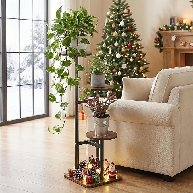 3 Tier Plant Stand Indoor, Tiered Plant Stands for Indoor Plants Multiple, Corner Flower Stand for Living Room, Multi-Layer Vintage Design Plant Shelf