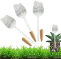 HyJeryty 3 Pack Non-Clogging Iridescent Tulip Plant Watering Globes with Terracotta Spikes, Hand Blown Glass Self Watering Planter Insert Plant Watering Devices Bulbs for Indoor and Outdoor Plants