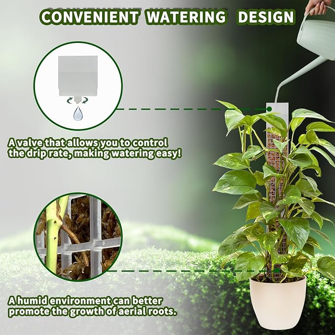 4PCS 18.7-Inch D-Shaped Self-Watering Moss Pole - Plastic Monstera Support for Indoor Climbing Plants. (2, White)