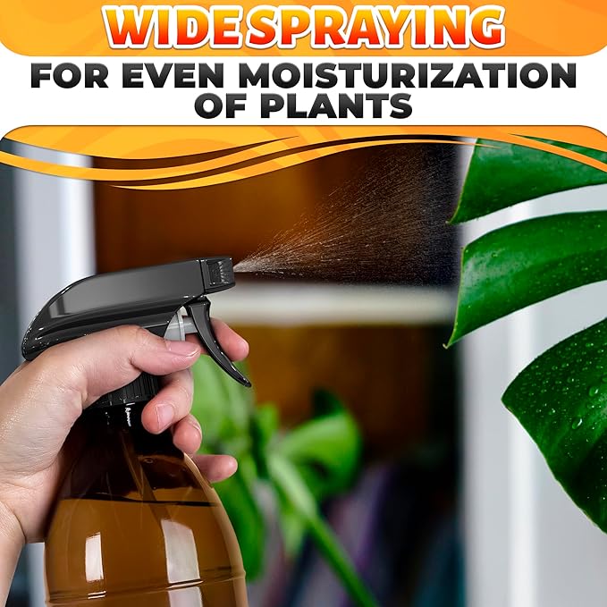 4 Pack Spray Nozzle for Bottles – Replace Broken Sprayers in Seconds with Spray Bottle Nozzle Replacement – Fits 8 Oz & 16 Oz Bottles, Trim-To-Fit Tube, Mist & Stream Modes, Secure Fit Trigger Sprayer