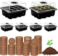 ZeeDix 6 Set Seed Starter Tray Kits, 6 Pack Seed Trays with 90 Pack Coco Coir Pellets, Adjustable Humidity Germination Tray with Dome Lids for Indoor Plants, Mini Greenhouse for Vegetables Garden