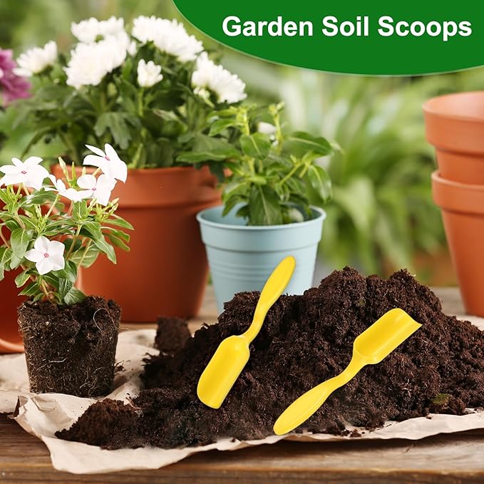 M METERXITY 10-Pack Mini Gardening Shovel Spoons, Plastic Garden Soil Scoops for Cultivation Digging Transplanting/Flower Planting/Plant Succulent, Colorful Small Gardening Tools [Yellow]