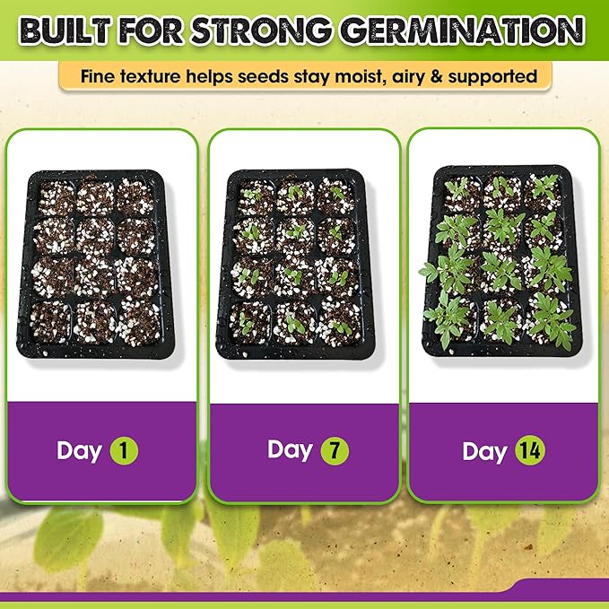 Seed Starter Potting Soil Mix, 8 Dry Quarts, Ready-to-Use Peat-Free Coco Coir Seed Starting Mix 4-in-1 Blend with Perlite, Vermiculite & Worm Castings for Germination & Seedlings